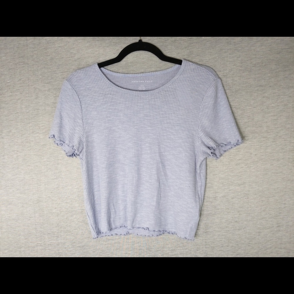 2x 👯‍♀️Host Pick⚡️American Eagle Baby Tee with Lettuce Details - Picture 2 of 10